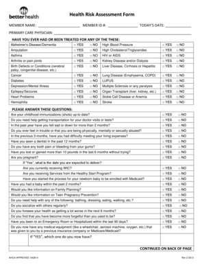 Health Risk Assessment Form