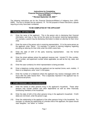 Financial Disclosure Affidavit of Indigency