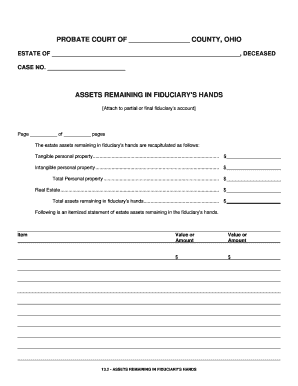 Ohio Assets Remaining in Fiduciary's Hands Form