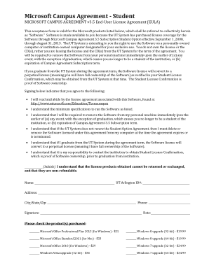 Microsoft Campus Agreement Student License Form