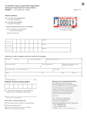 In God We Trust License Plate Application