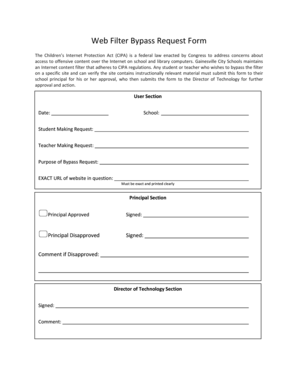 Web Filter Bypass Request Form