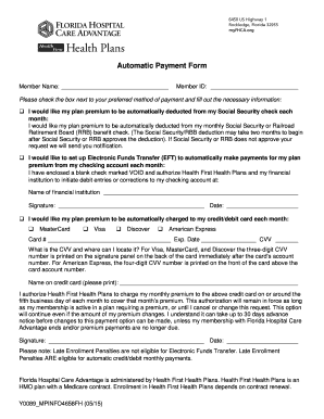 Health First Health Plans Automatic Payment Form
