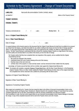 Change of Tenant Documents