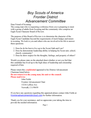 Sample recommendation letter for a friend - 2014 Eagle Scout Confidential Reference Letter - boyscoutsla