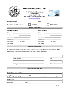 MasterMoney Debit Card Application