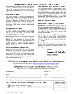 Extracurricular Activity Fee Remittance Form