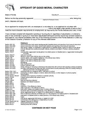 Affidavit of Good Moral Character