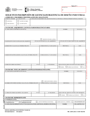 Solicitud Inscripción de Licencia/Sublicencia de Diseño Industrial