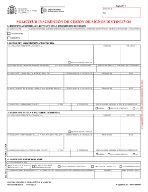 Solicitud Inscripción de Cesión de Signos Distintivos