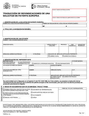 Formulario de Solicitud de Patente Europea