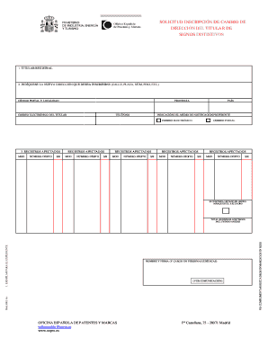 SOLICITUD INSCRIPCIÓN DE CAMBIO DE DIRECCIÓN DEL TITULAR DE SIGNOS DISTINTIVOS