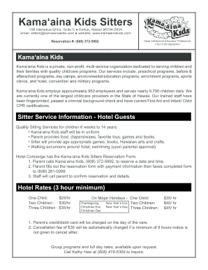 Kama‘aina Kids Sitters Reservation Form