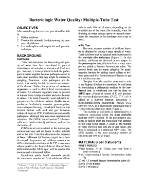Bacteriologic Water Quality Multiple-Tube Test