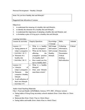Healthy Lifestyle Lesson Plan
