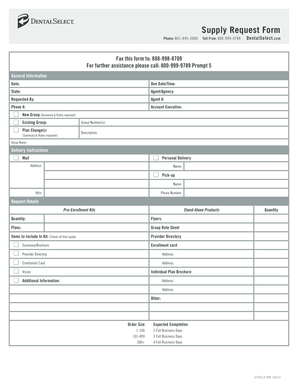 DentalSelect Supply Request Form