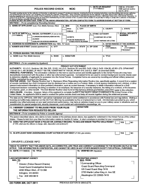 US Military Police Record Check Form