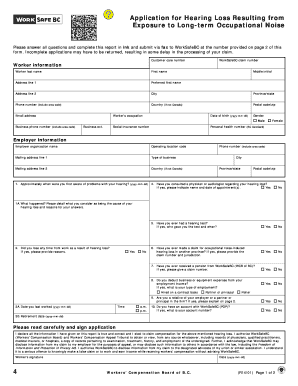 WorkSafeBC Hearing Loss Claim Form