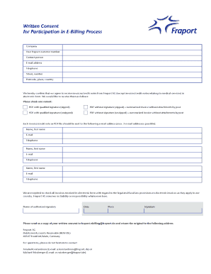 Fraport E-Billing Consent Form