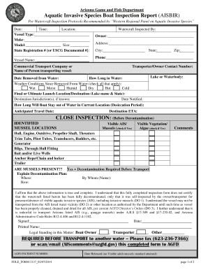 Arizona AIS Boat Inspection Report