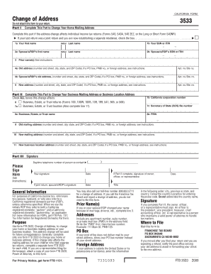 California Form 3533 Change of Address