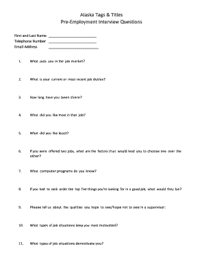 Alaska Pre-Employment Interview Questions
