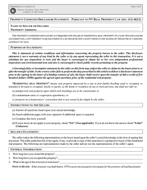 New York Property Condition Disclosure Statement