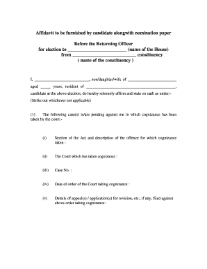 Candidate Affidavit for Election Nomination