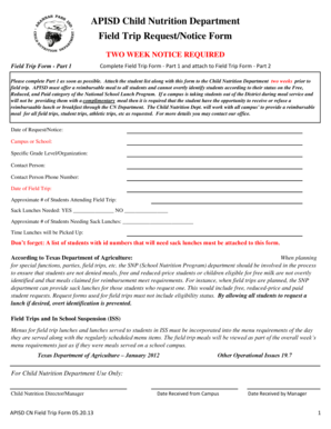 APISD Field Trip Request/Notice Form
