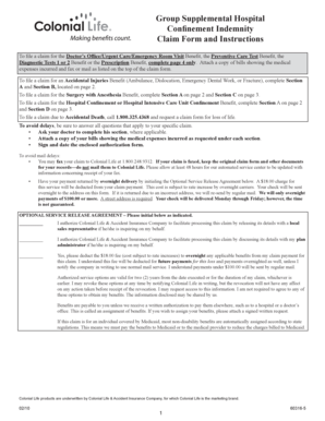 Group Supplemental Hospital Confinement Indemnity Claim Form
