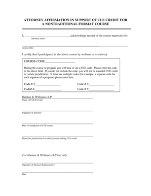 Attorney Affirmation for CLE Credit