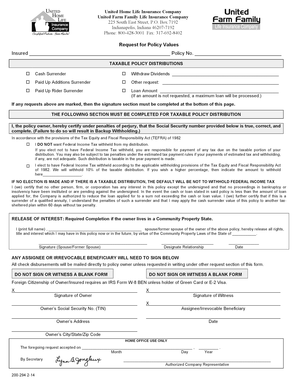 Request for Policy Values and Changes