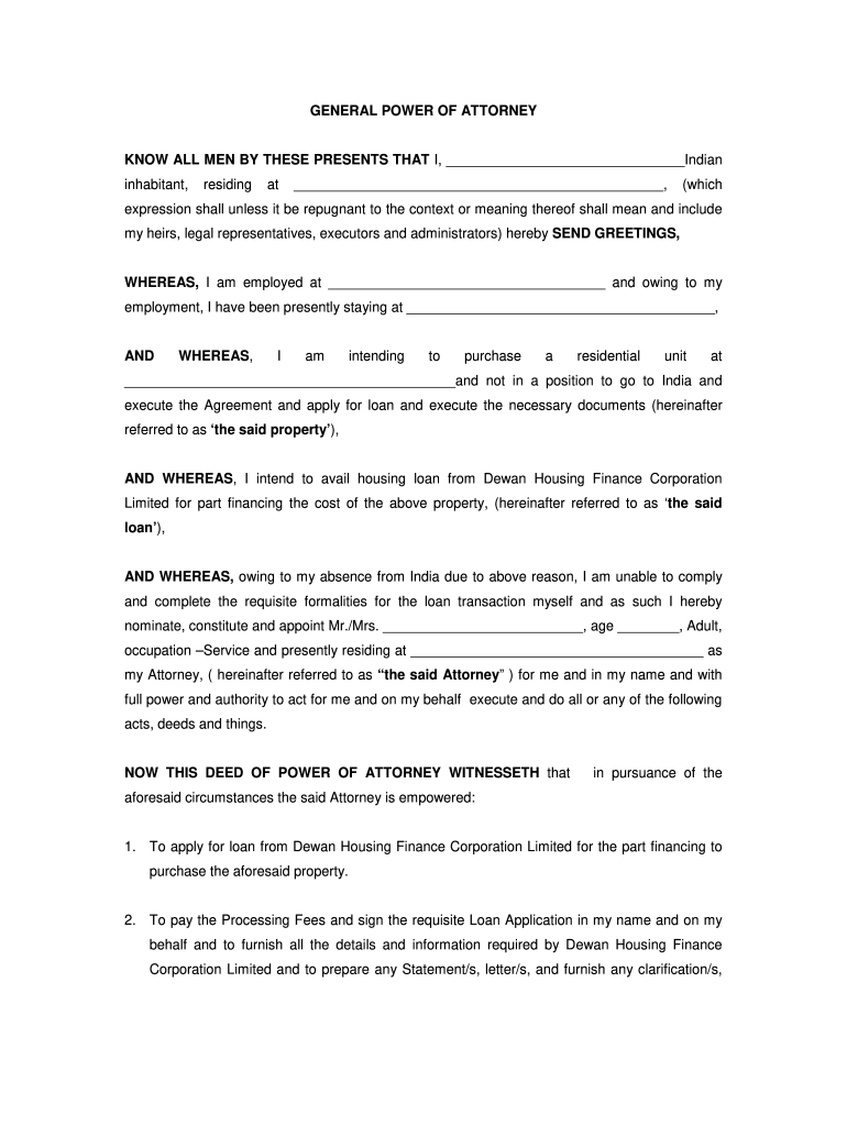 Power Of Attorney Format 2020 2021 Fill And Sign Printable Template 