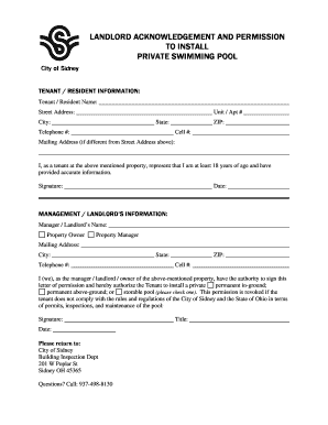 Landlord Permission to Install Private Swimming Pool