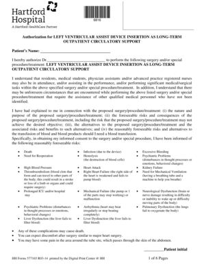 Authorization for Left Ventricular Assist Device Insertion