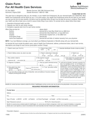 Health Care Claim Form