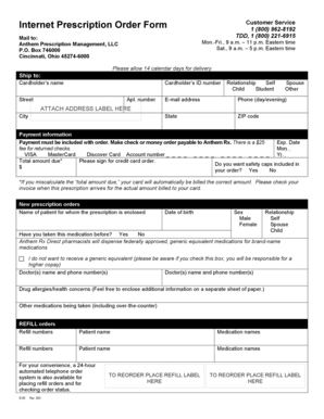 Anthem Prescription Order Form
