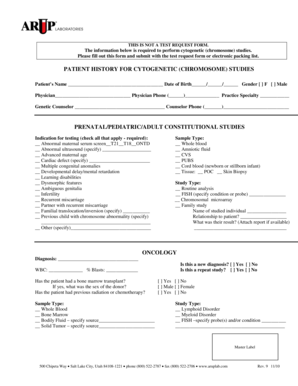 Patient History for Cytogenetic Studies Form