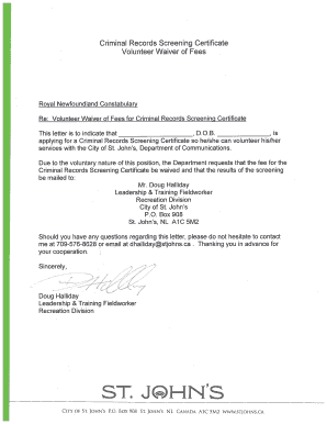 Criminal Records Screening Certificate Application