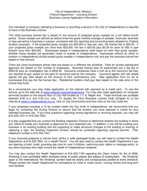 City of Independence Business License Application