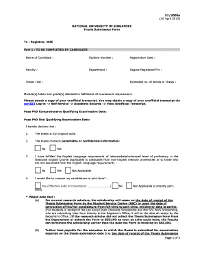 National University of Singapore Thesis Submission Form