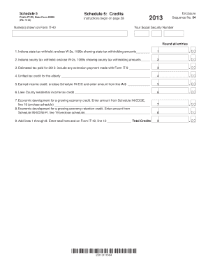 Indiana State Tax Credits Schedule