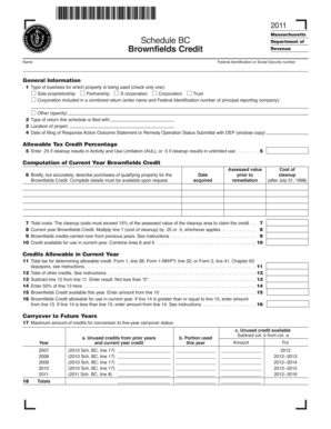 Massachusetts Brownfields Credit Schedule BC