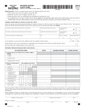 Maryland Injured Spouse Claim Form 2013