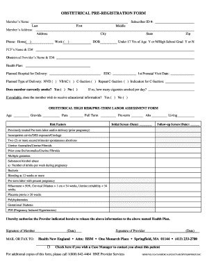 Obstetrical Pre-Registration Form