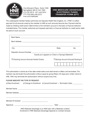 Electronic Funds Transfer EFT Authorization - Health New England
