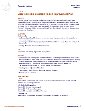 Character Matters Self-Improvement Plan