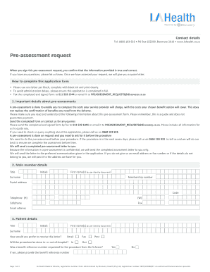 Pre-Assessment Request Form