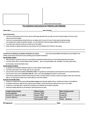 Pre-operative Instructions for Patients with Diabetes