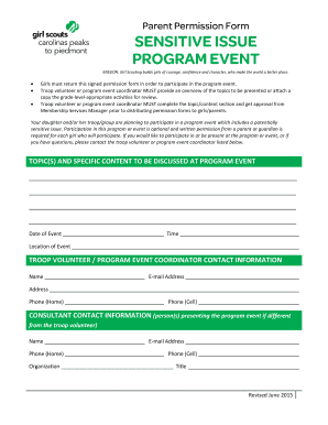 Girl Scouts Program Event Permission Form
